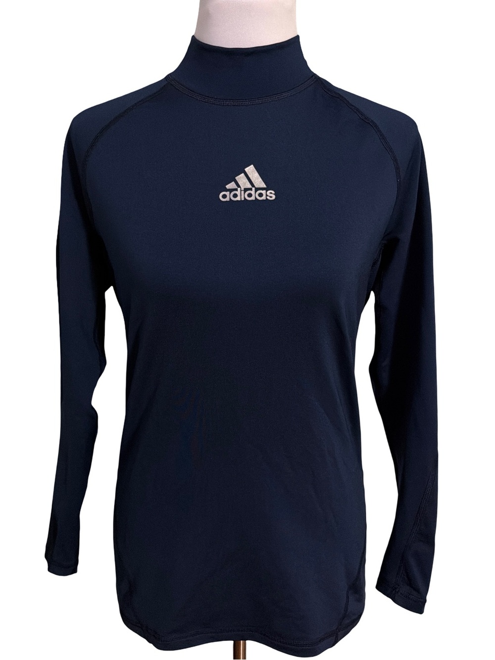 adidas Navy Long-Sleeve Mock Neck Performance Top